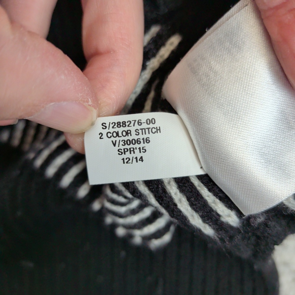 Banana Republic Womens Black White Merino Wool Blend Waffle Knit Sweater Small - Picture 7 of 7